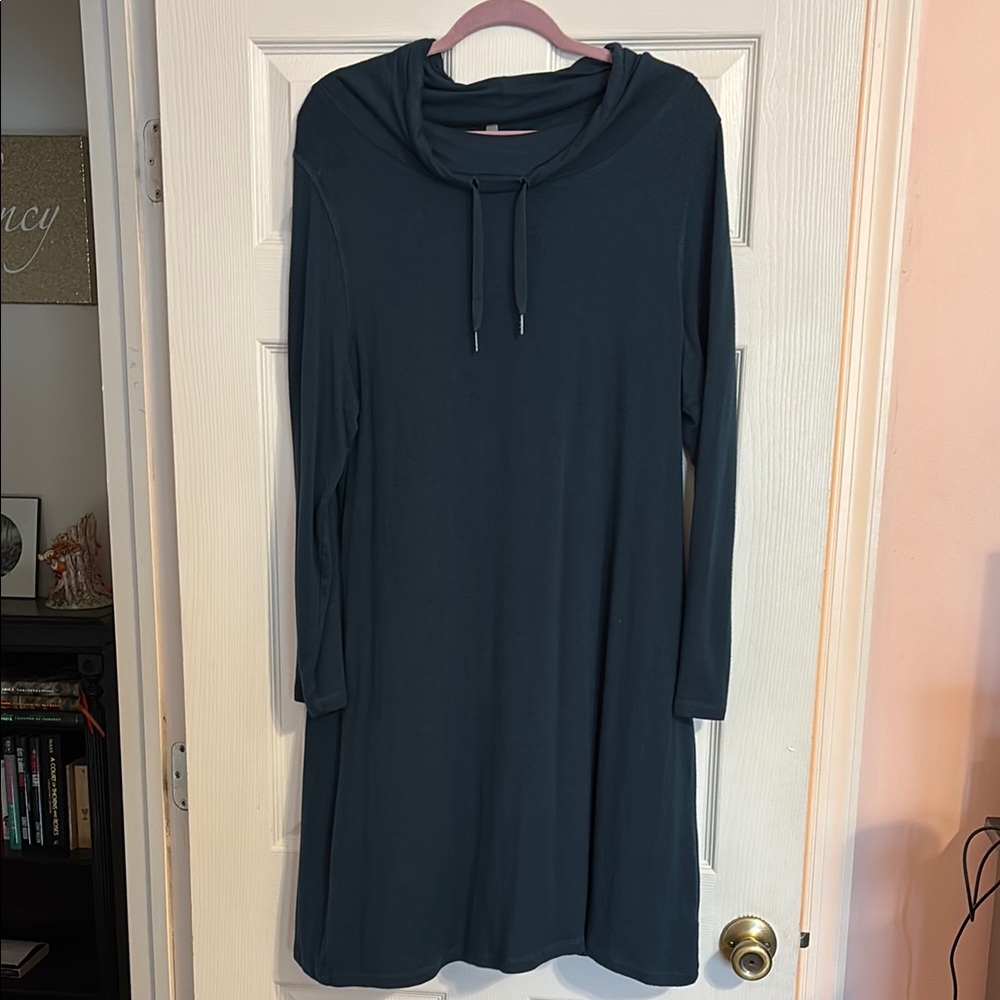 Talbots Green Long Sleeve Cowl Neck Sweater Dress